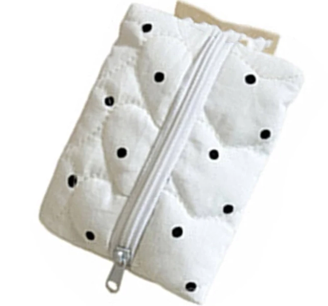 Elegant Dot Print Quilted Makeup Bag