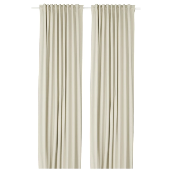 KORGMOTT Black-out curtains, 1 pair - beige/with heading tape 57x84 "