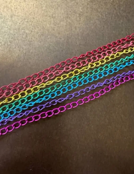 Metal Chain, Rainbow Colours, 5mm Light Weight Chain, Aluminium Chain, Purple, Pink, Red, Blue, Yellow, Green, Orange, Chain, Strong chain