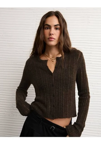 AE Fitted Crew Neck Cardigan