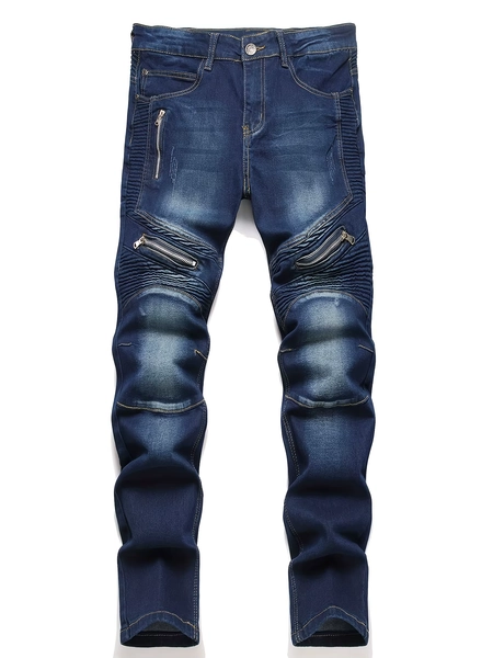 Men's jeans, stretch straight-leg jeans, washed ripped jeans, stylish street biker jeans, suitable as a gift for a boyfriend. - AliExpress 200000343