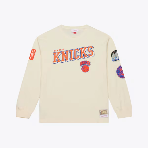 New York Knicks Cream Dusted Vintage Training Camp Long Sleeve T-Shirt