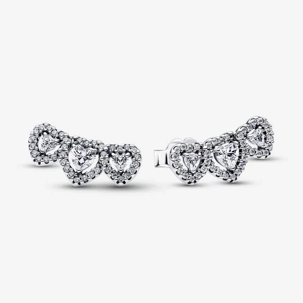 Pandora Trilogy of Hearts Halo Stud Earrings