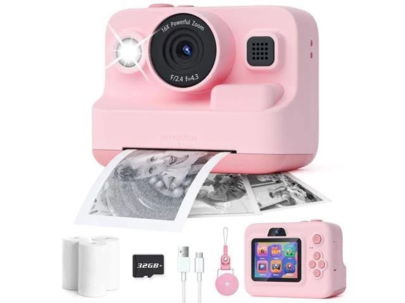 Kids Camera Instant Print,1080P Kids Instant Cameras that Print Photos,Christmas Birthday Gifts for Girls Age 3-12,Portable Toy for 3 4 5 6 7 8 9 10 Y