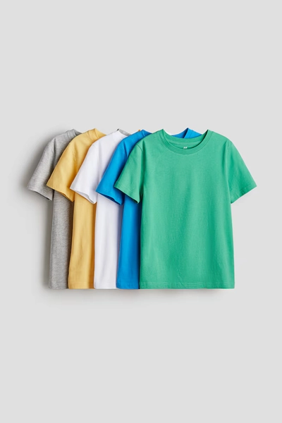 5-pack T-shirts - Green/blue