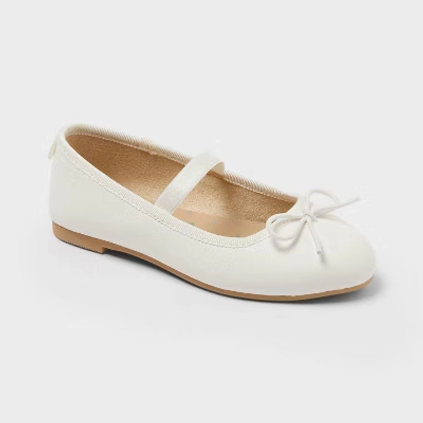 Toddler Nora 2.0 Classic Ballet Flats - Cat & Jack™ White 2.0 12T