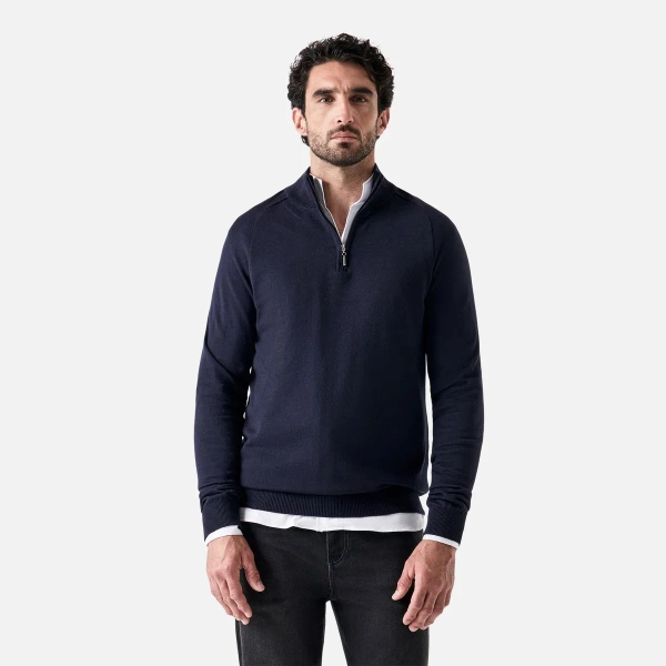 Suéter Meio Zíper Azul Marinho Masculino