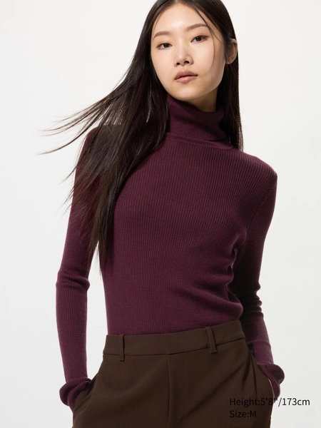Merino Ribbed Sweater | Turtleneck | UNIQLO US