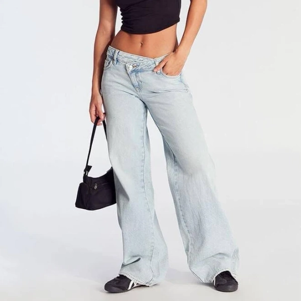 Casey Women's Asymmetrical Low Rise Baggy Jeans