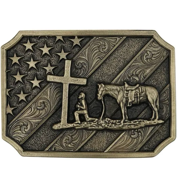 Montana Silversmiths Patriot Christian Cowboy Attitude Belt Buckle