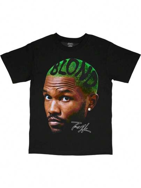 Boys Girls' Blonde Ocean Face Streetwear Vintage Style T-Shirt, Pure Cotton, Fashion , Breathable, Moisture Wicking, Casual Comfortable Top Streetwear Fashion Casual Summer Tee, Short Sleeve T-Shirt, The Best Gift For Boy Girl 3-13Y