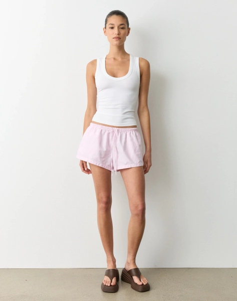 Cotton Tie Waist Mini Short