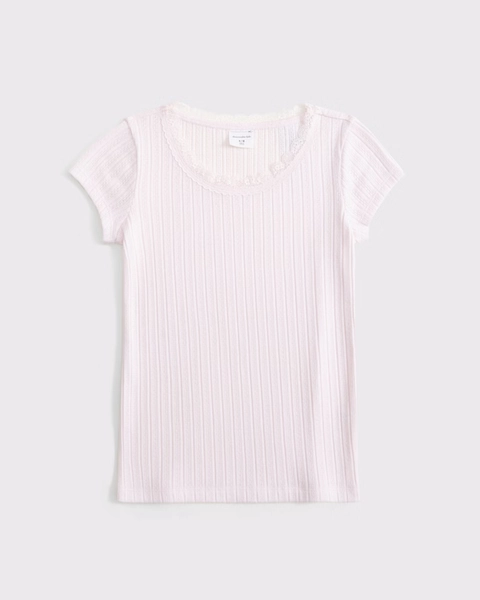 pointelle lace-trim top