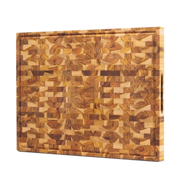 VIETGREEN Teak Wood Cutting Board For Kitchen – Rectangle Large Butcher Block With Deep Juice Groove, Knife-Friendly & Eco-Friendly Reversible Design & Side Handles, End Grain | Wayfair