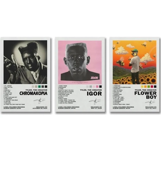 aizhimi Lot de 3 affiches Tyler The Creator Signature Art mural sur toile