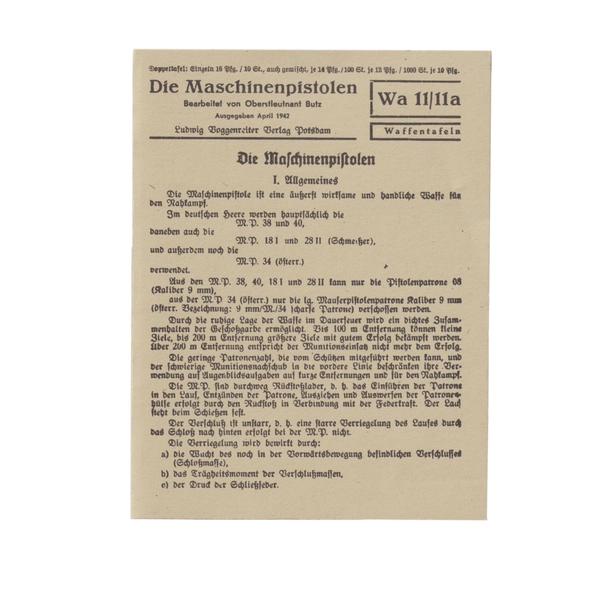 Waffentafeln Die Maschinenpistolen small info card