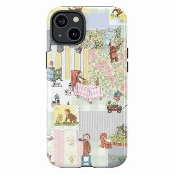Curious George Adventure Collage Phone Case, Patchwork Design iPhone Cover for 17 16 15 14 13 12 11 Pro Plus Mini