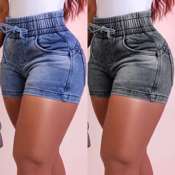 DongCMY Luxury fashion slim spring/summer new slim denim shorts women's high waist elastic waist lace-up hot pants - AliExpress 200000345