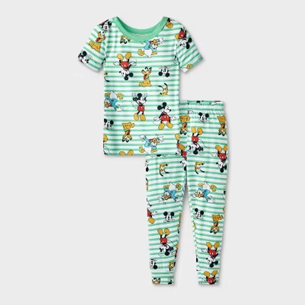 Toddler 2pc Mickey Mouse & Friends Viscose Snug Fit Pajama Set - Green 2T