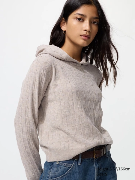Washable Knit Cable Hoodie | UNIQLO US