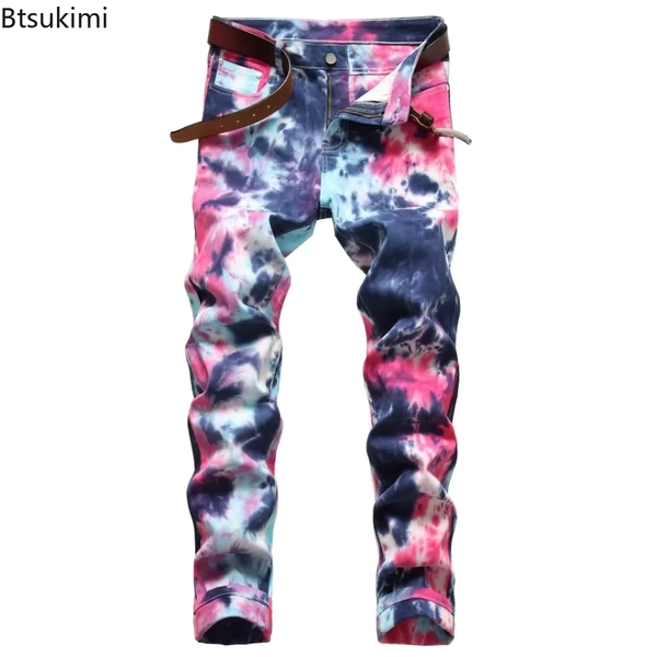 2026 New Fashion Men's Jeans Elastic Slim Fit Colorful Jeans Trend Streetwear Men Straight Trousers Casual Hip Hop Denim Pants - AliExpress 200000343