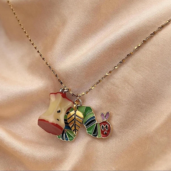 The Very Hungry Caterpillar Necklace – 18K Gold Plated Stainless Steel Charm Jewelry