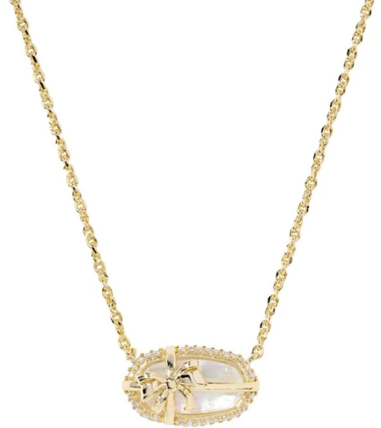 Kendra Scott Elisa Bow Short Pendant Necklace with Iridescent Crystal