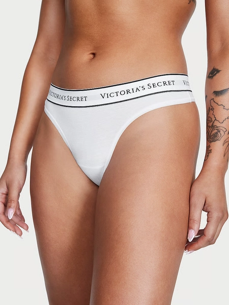 Logo Cotton Thong Panty