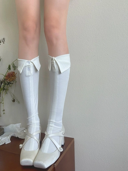 Polo Collar Flip Knee Socks