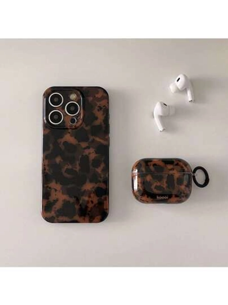 High-End Retro Tortoise Shell & Leopard Pattern Phone Case, Compatible With IPhone 17, 15 Pro Max, Glossy Shock-Resistant Silicone Soft Shell Cover Compatible With Iphone 13, 14 Pro Max, AirPodsPro 2, Suitable For Both Men And Women