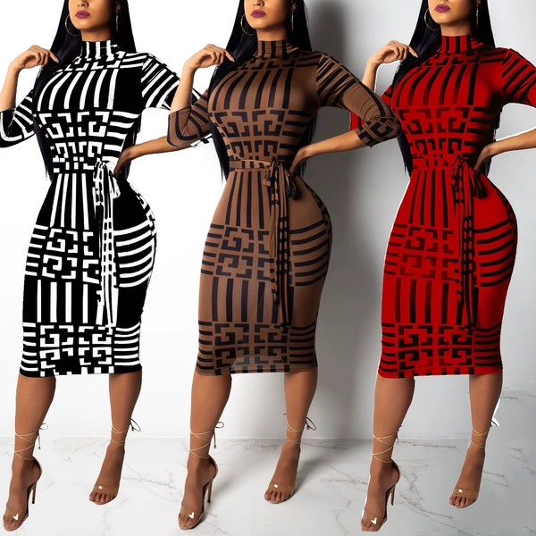 Fashion Women Spring Fall Elegant Dress Long Sleeve Sexy Mini Bandage Dresses Letter Print Midi Dress - AliExpress 200000345