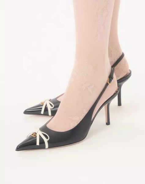 Bepointy Slingback Pump In Patent Leather And Kidskin 80Mm