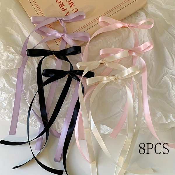 8pcs Bow Ribbon Sweet Duckbill Hair Clips