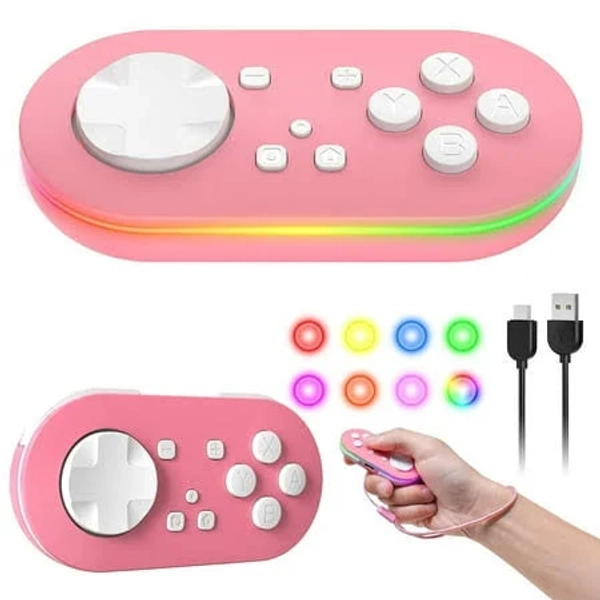 Wireless Bluetooth Controller for Anki Remote Mac, Gamepad Sized Mini Controller for Switch-Windows-Android-MacOS with Cable and Strap(Transparent-
