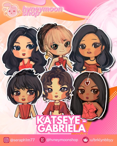 Gabriela Kpop Inspired 3x3 Vinyl Sticker (Set of 6) – Fanmade Idol Aesthetic Parody Katseye Global Girl Group Dream Academy Eyekons