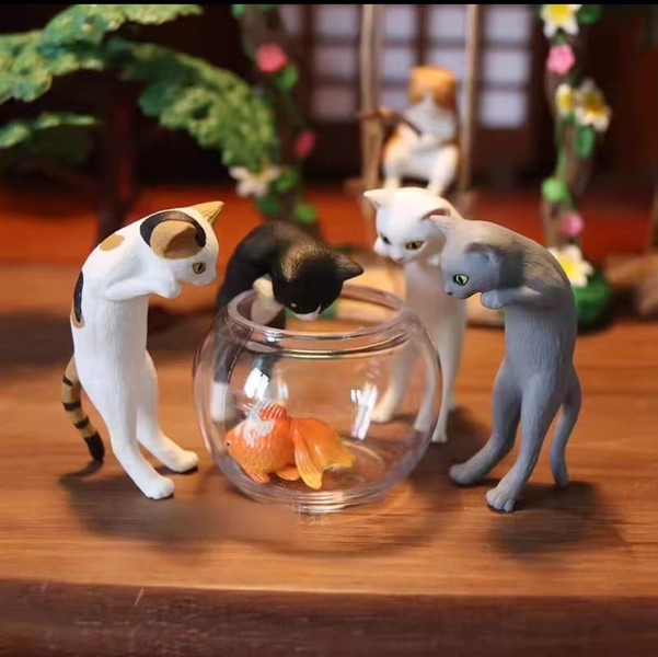 New See Goldfish Cat Blind Box Catch Fish Three Flower Cat Black Cat Action Figure Trendy Toys Desktop Decoration Surprise Gifts - AliExpress 26