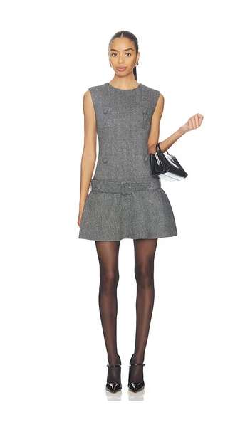 Herringbone Flared Mini Dress
