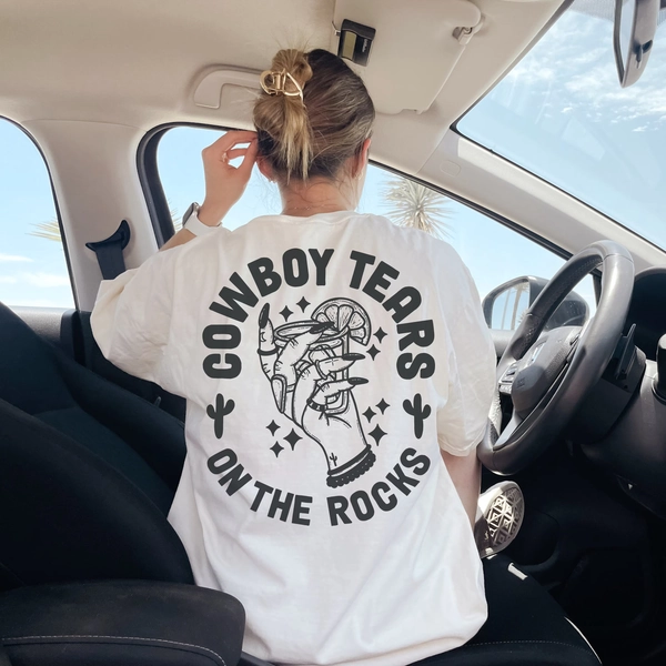 Comfort Colors Oversized Cowboy Tears T-Shirt: Western Graphic Tee