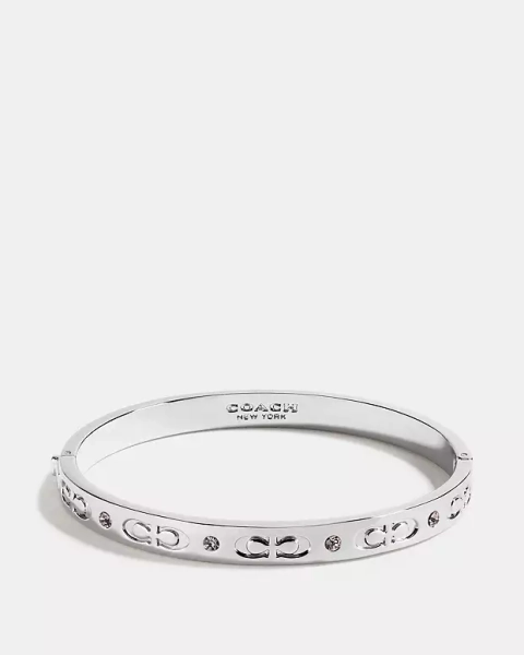 Silver Signature Hinged Bangle