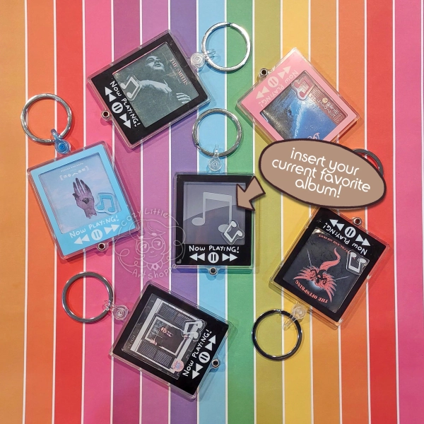 Customizable "Now Playing" Music Player 3 Inch Acrylic Shaker Keychain