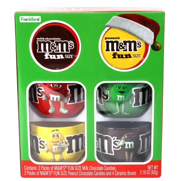 Frankford M&M'S Holiday Ice Cream Bowl Gift Set 4 Pack, 2.18oz