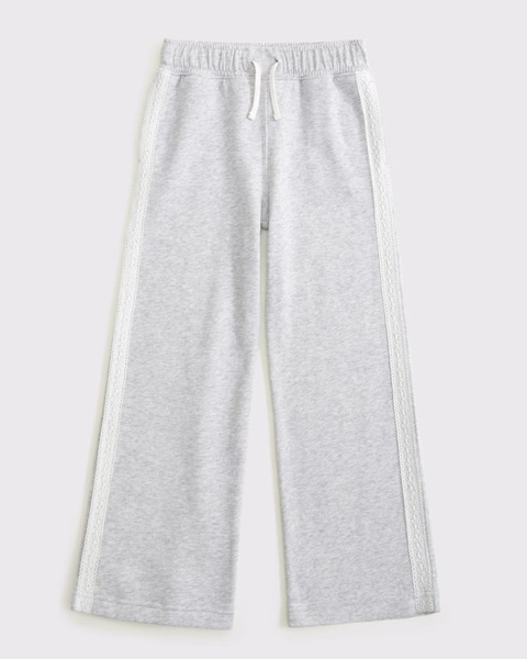 lace-trim wide leg sweatpants