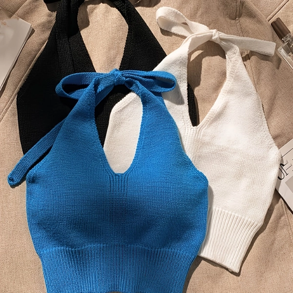 3pcs Solid Color Camisole Vest - Sexy and Versatile Women's Innerwear Top