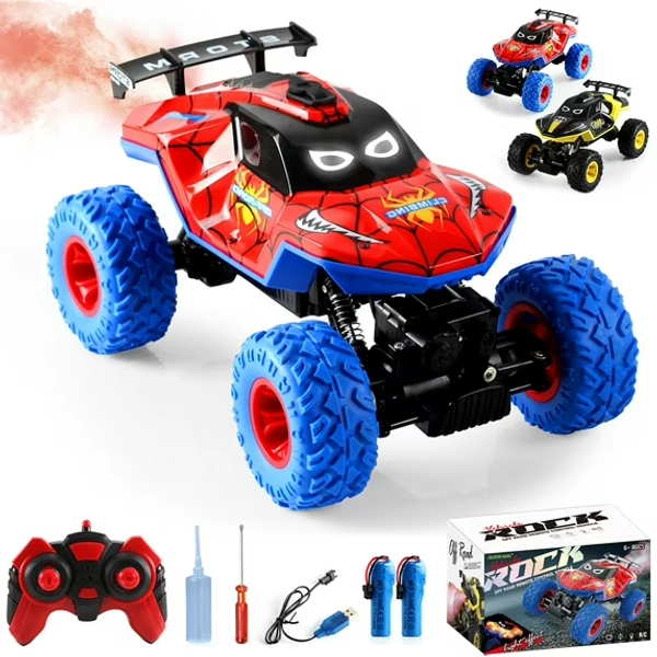 HNH 1:16 Monster Trucks Remote Control Car, 4WD Spider RC Car for Kids, RC Vehicle with Two Battery
