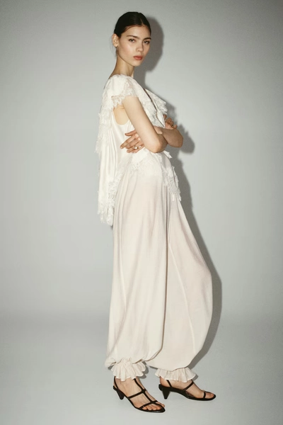 Lace-Trimmed Blouse - Cream