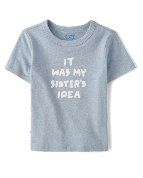 Baby And Toddler Sister's Idea Graphic Tee - Blue