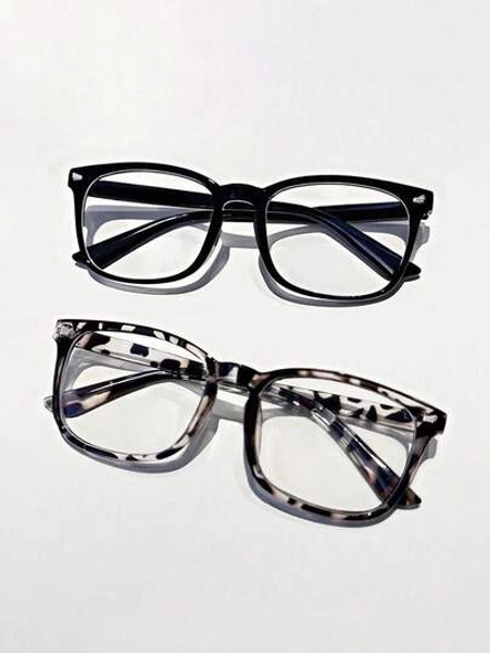 2pcs Men And Women Anti-Blue Glasses To Prevent Visual Fatigue, Watch Computer, Watch TV, Play Games And Watch Mobile Phones, Transparent Lens Eye Care Fashion Glasses