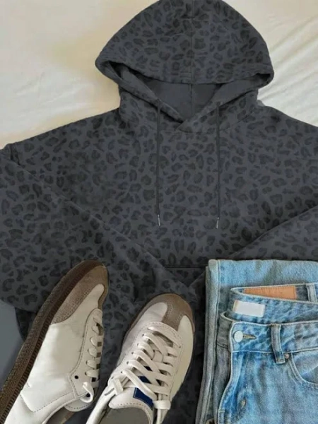INAWLY Women's Oversized Leopard Print Hoodie