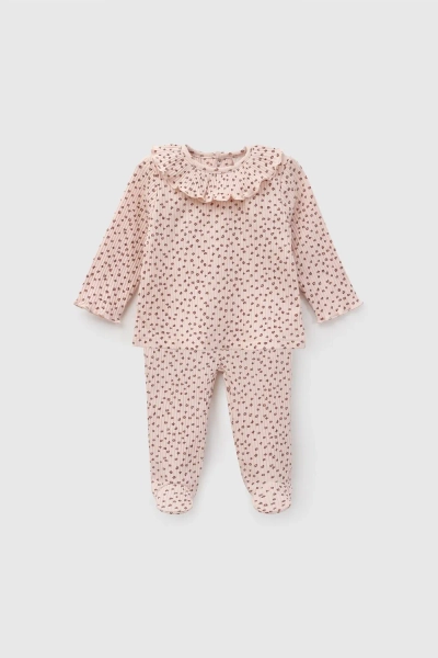 Conjunto print niña rojo Rib RN a 6/9M
