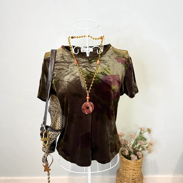 The perfect fairy vintage 90s green velvet floral ...